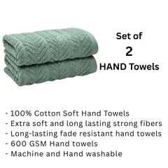 Stamio Cotton Hand Towels 400 Gsm | Home & Kitchen Use, Gym, Wash Basin, Sports | Soft, Absorbent, Quick Dry, Full Large Size (Set Of 2)- Mint Green
