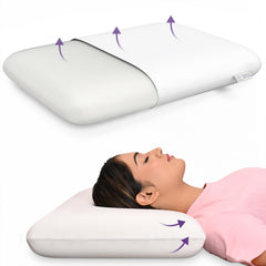 Memory Foam Pillow, Orthopedic Pillow For Sleeping & Neck Pain Relief - 3 Inch | Thin Pillow, Without Cover, For Shoulder Pain, Spondylitis, Portable, Cooling, Lightweight - Pack Of 1
