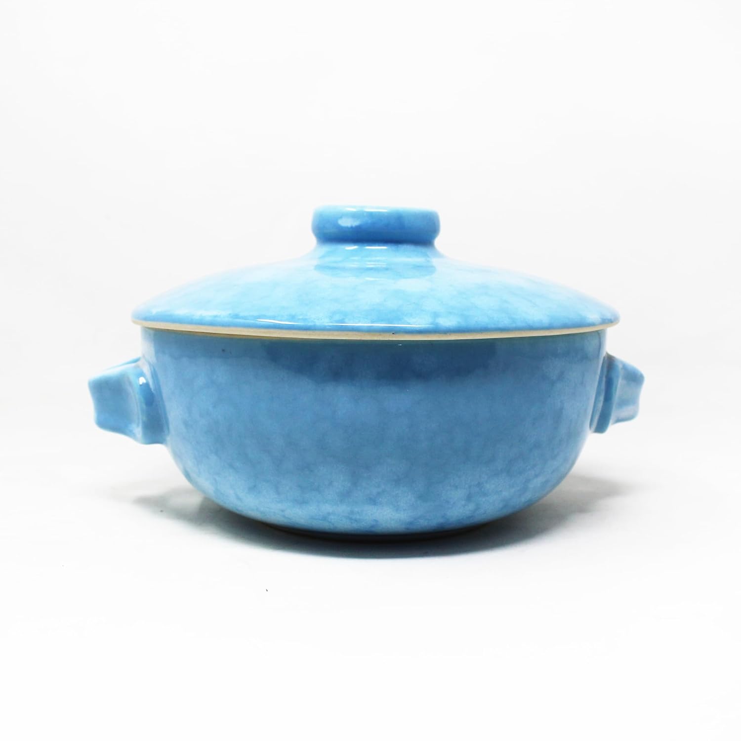Neelam Ceramic Serving Donga With Lid Set Of 2 Pieces - 800ml Each, Blue | Ceramic Casserole Tureen - Large Dining Serving Bowls With Lids For Serving | Microwave Safe & Dishwasher Safe
