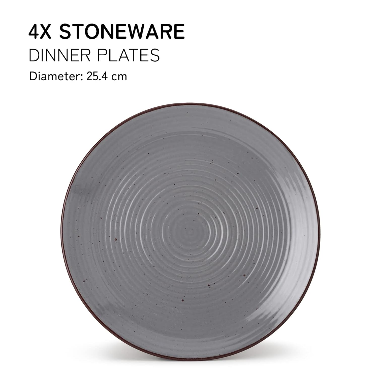 Ceramic Hand Glazed Stoneware Large Dinner Plates Set Of 4 - 10.6 Inch, Grey | Microwave Safe & Dishwasher Safe – Handcrafted Dinner Plates