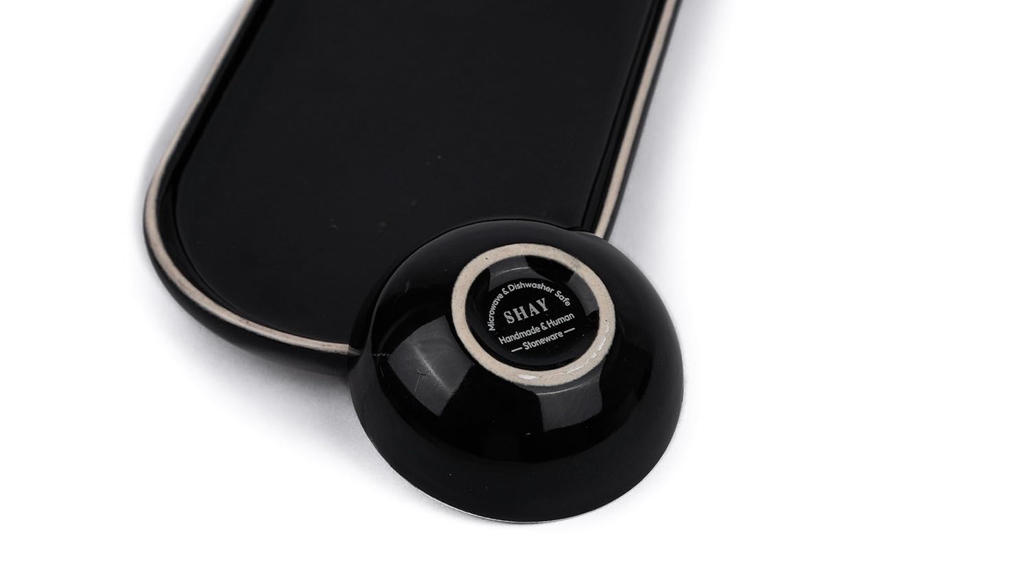 Large Oblong Ceramic Serving Platter, Black Oblong Modern Series | Big Serving Plate Set - Platters Serving Set | Snacks Serving Plates - 1 Serving Platter + 1 Dip Bowl