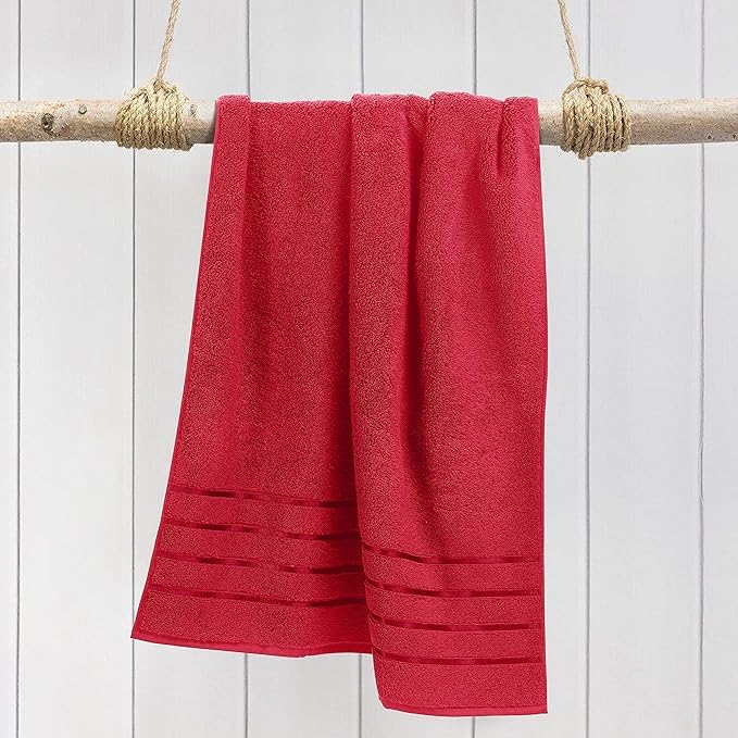 Shree Shyam 100% Cotton Large Size Bath Towels 600 Gsm | Soft, Fluffy & Absorbent Bath Towel (Red)