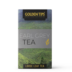 Golden Tips Earl Grey Black Tea - 100gm Paper Box, 3.5 Ounce, 50 Cups | Blended With Pure Oil Of Bergamot - Brew Hot Or Iced Tea | Low Caffeine Loose Leaf Tea