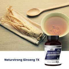 Naturstrong 100% Natural Ginseng 7x Maca Root Blend Comes With 3 Types Of Ginseng, Korean Red, Siberian & American Ginseng, With Maca Root, Ashwagandha & Vitamin B12 | 60 Capsules 100gm 0.2lbs