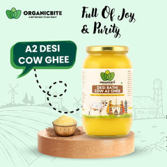 Pure Premium A2 Desi Rathi Cow Ghee By Organicbite | High In Protein Fiber Healthy Desi Ghee Good For Sweets | (1 Litr) 33.8 Ounce | Jar Pack