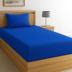 Cotton Single Bedsheet With One Pillow Cover - 90 X 60 Inches, Navy Blue | Soft & Breathable Premium Printed Design Bedsheet