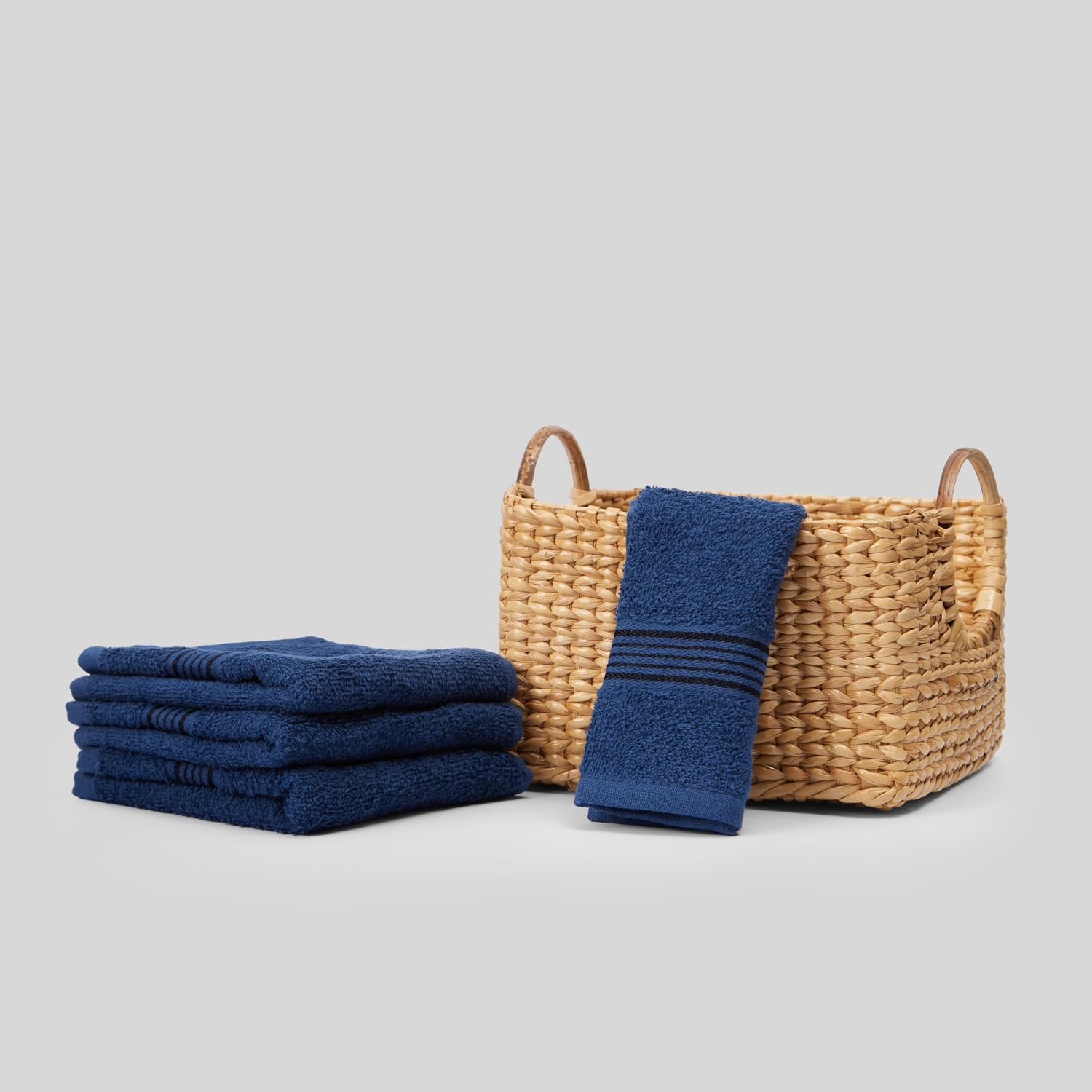 Kopa Quick Dry 100% Cotton Soft Terry Face Towel 640 Gsm | Quick Dry 100% Cotton Super Absorbent, Lightweight (D'Ross) Face Towel (Navy Blue)- Pack Of 4