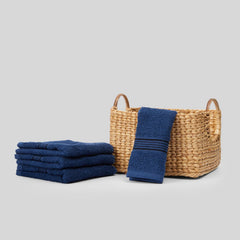 Kopa Quick Dry 100% Cotton Soft Terry Face Towel 640 Gsm | Quick Dry 100% Cotton Super Absorbent, Lightweight (D'Ross) Face Towel (Navy Blue)- Pack Of 4