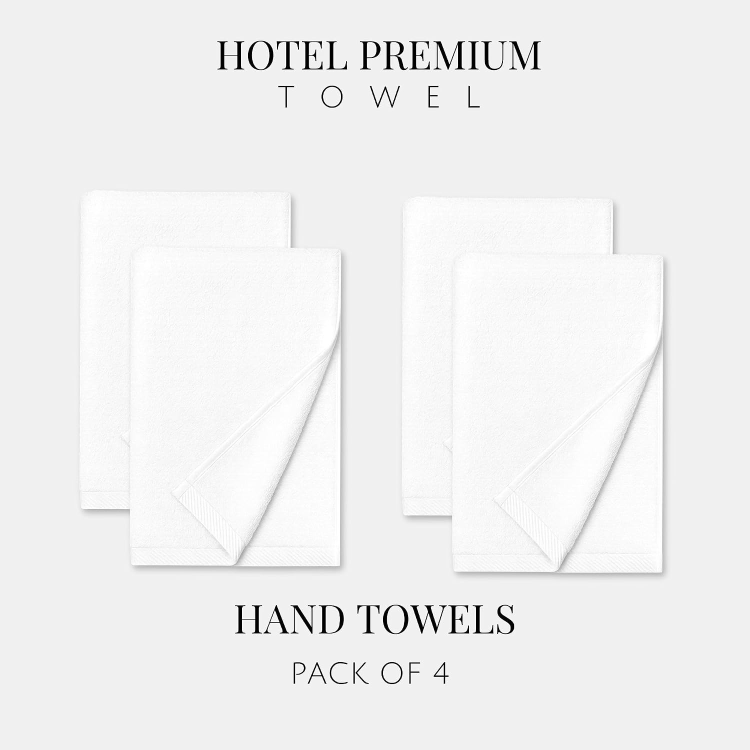 Labham 100% Cotton Hand Towel 800 Gsm | Ultra-Soft Super Absorbent & Quick Dry Hand Towel (White) - Pack Of 4