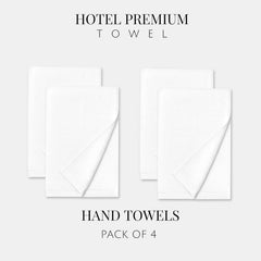 Labham 100% Cotton Hand Towel 800 Gsm | Ultra-Soft Super Absorbent & Quick Dry Hand Towel (White) - Pack Of 4