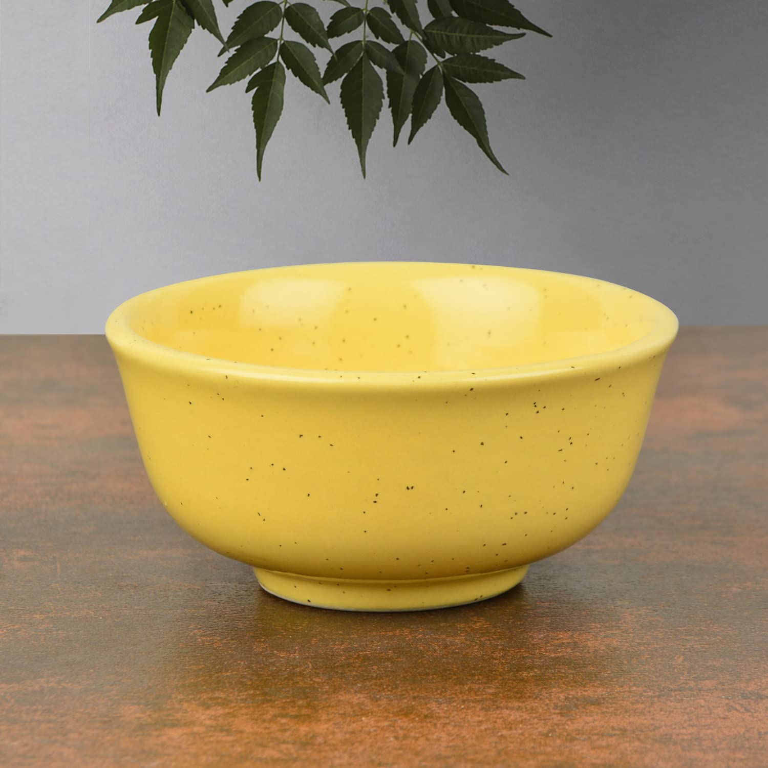 Golden Glow Collection Premium Ceramic Dinner Serving Bowls Set Of 4 - Yellow, 160ml Each | Vegetable & Dessert Serving Bowls - Ceramic Katoris