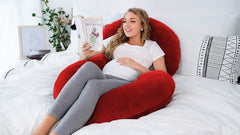 Pregnancy Pillow, Maternity Body Pillow For Sleeping, C Shaped Pillow, Red - 55 Inch | Full Body Pillow, Pregnancy Pillow For Pregnant Women, Breathable, Comfortable Removable Velvet Cover