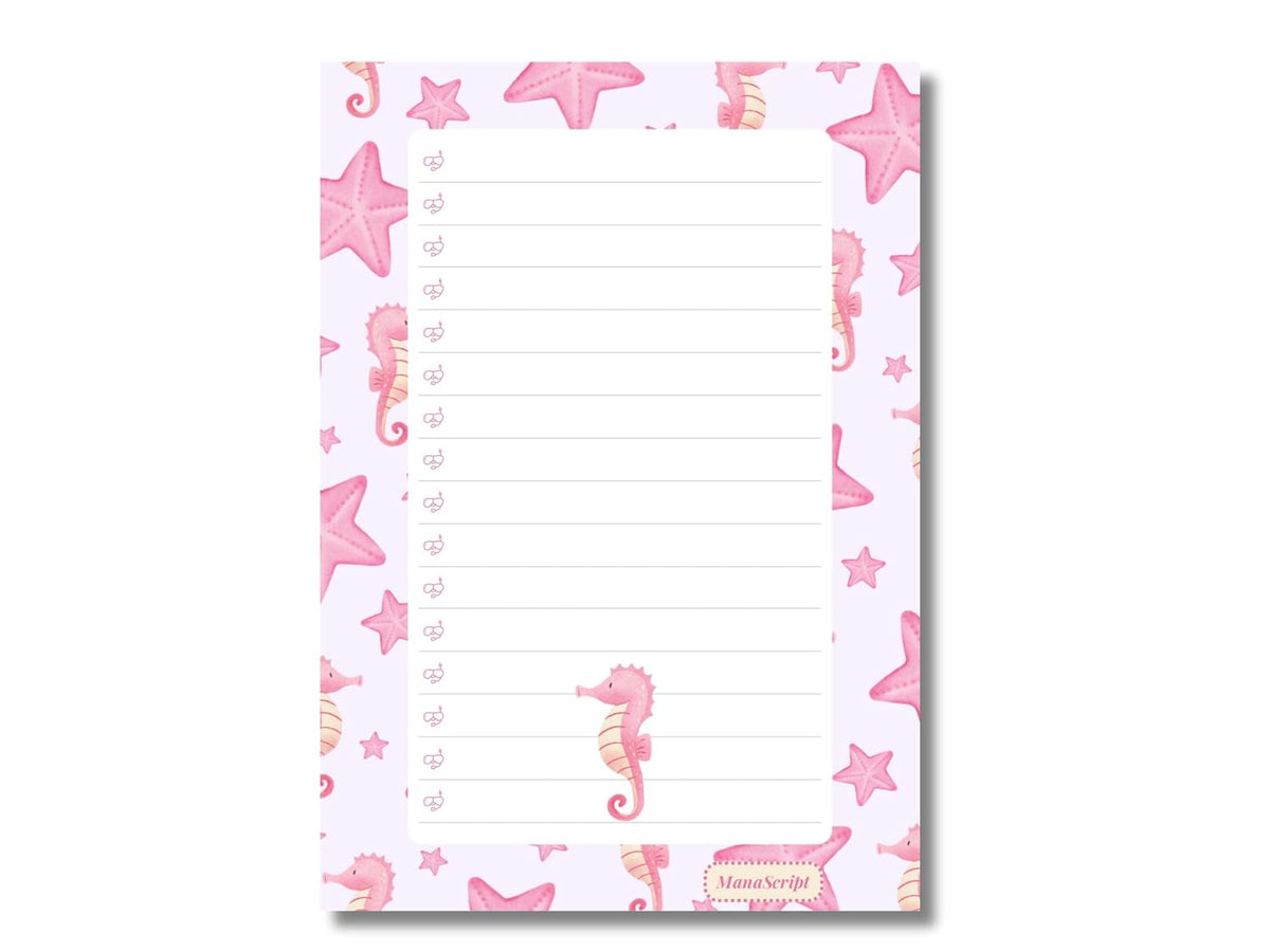 A5 Notes/To Do List Notepad, Beautiful Checklist Pad, Tear-Off Sheets (Seahorse) Pack Of 1