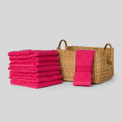 Kopa By Bianca 100% Cotton Soft Terry Face Towel 400 Gsm (Pink) -Pack Of 8