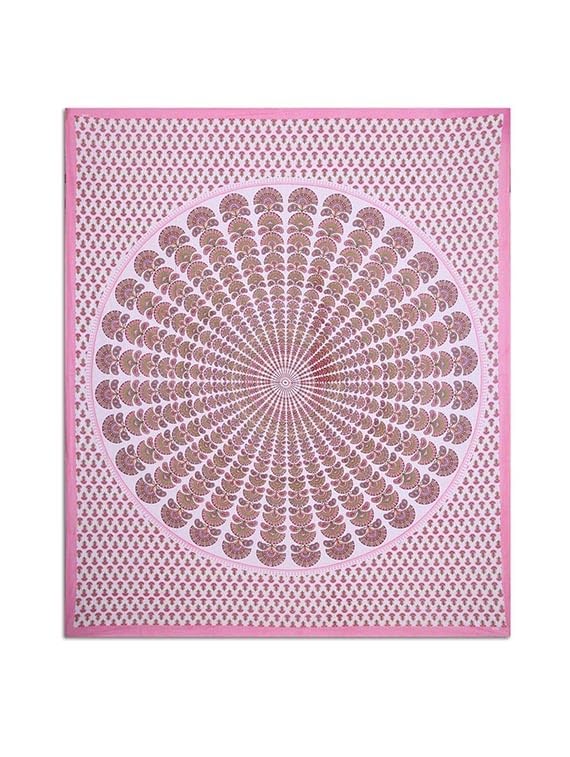 100% Cotton Double Size Bedsheet With 2 Matching Pillow Covers - 90 X 100 Inches, White & Pink | Designer Printed Bedsheet Set - Naturally Soft, Breathable, & Skin-Friendly