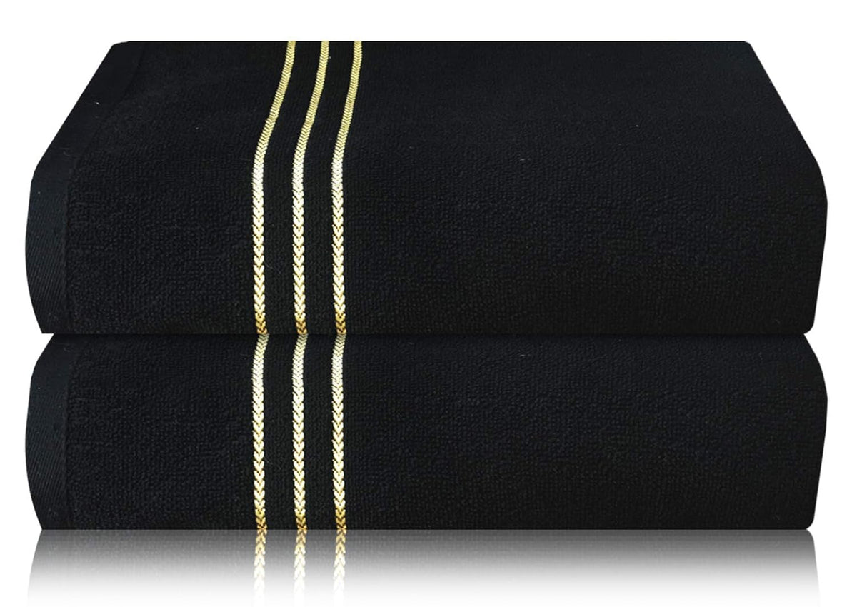 Tiqh Organic Cotton Thick & Plush Hand, Gym & Workout Hand Towel 400 Gsm - Set Of 2 (Black)