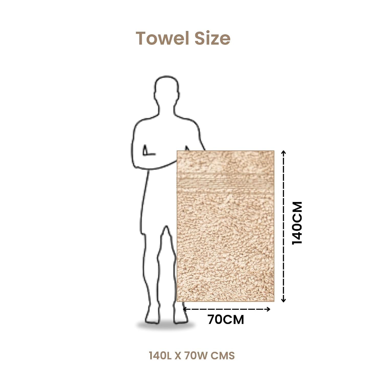 Akiko Home 100% Cotton Essential Series Bath Towel 400 Gsm | Soft, Absorbent, Quick Dry & Durable, Large Size Towel Pack Of 2 (Beige)