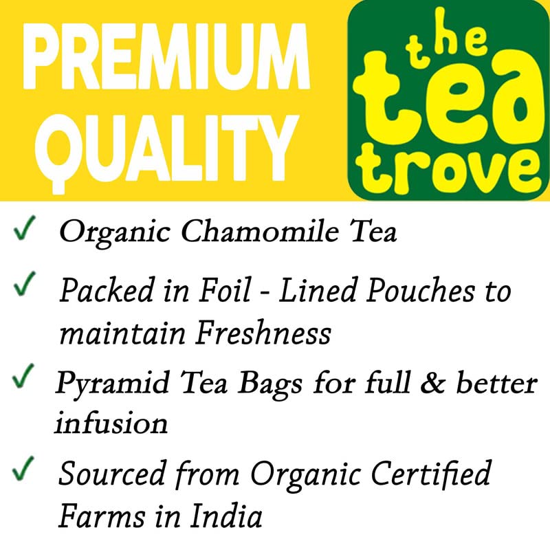 The Tea Trove Organic Chamomile Herbal Tea Bags In Resealable Pouch - 30 Unwrapped Tea Bags | Caffeine Free Chamomile For Sleep & Stress Relief Tea - Steep Hot Or Iced