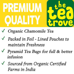 The Tea Trove Organic Chamomile Herbal Tea Bags In Resealable Pouch - 30 Unwrapped Tea Bags | Caffeine Free Chamomile For Sleep & Stress Relief Tea - Steep Hot Or Iced