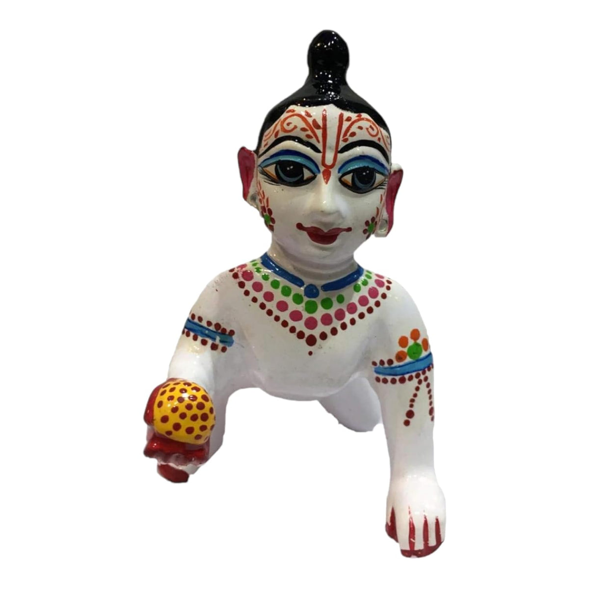 Ashtadhatu Brass Laddu Gopal Idol, White Gopal Ji, Brass, Statue - 9 Inch, Traditional Deign, Handmade, Home Décor, All Occasion - Deity, Baby Krishna Idol