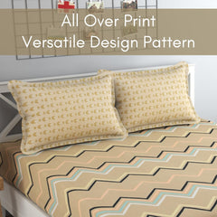 Bedsheet For Queen Size Bed With 2 Pillow Covers - 90 X 100 Inches, Beige | Soft, Breathable, Wrinkle Free & Fade Resistant