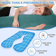 U Shaped Pillow, Pregnancy Pillow For Pregnant Women, Maternity Pillow, Green Color | Pregnancy Gifts For Women, Maternity Soft Pillows For Pregnancy Sleeping, Washable Velvet Cover