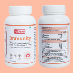 Ferrous Nutrition Immunity Vitamin C 1000mg Glowing Skin & Antioxidant | 60 Tablets , 100gm 0.2lbs