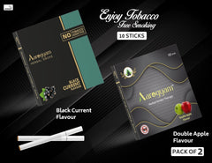 Aarogyam Herbals Pack Of 2 Flavours 100% Tobacco & Nicotine Free Cigarette For Relieve Stress & Mood Enhance Product Double Apple, Black Current - 10 Sticks X 2 Packets