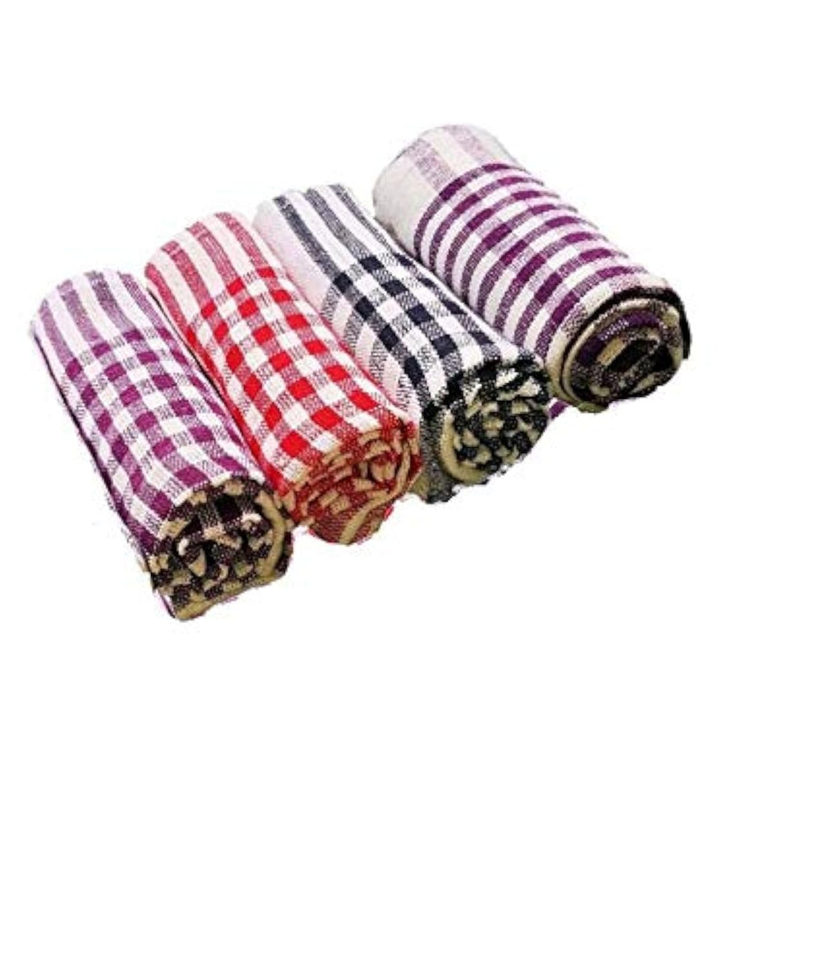 G 1 Kitchen Duster Wet Dry Cotton Cleaning Cloth/Mop Dish Towels, Cotton Checkered Pattern - Set Of 4 (Multi-Colour)