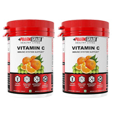 Pharmgrade Healthy Living Vitamin C , Natural Fruits Immunity Supplement For Men & Women , Antioxidants Skincare , Immunity Booster, Orange Peel | 60 Tablets , 100gm 0.2lbs , Each Pack Of 2