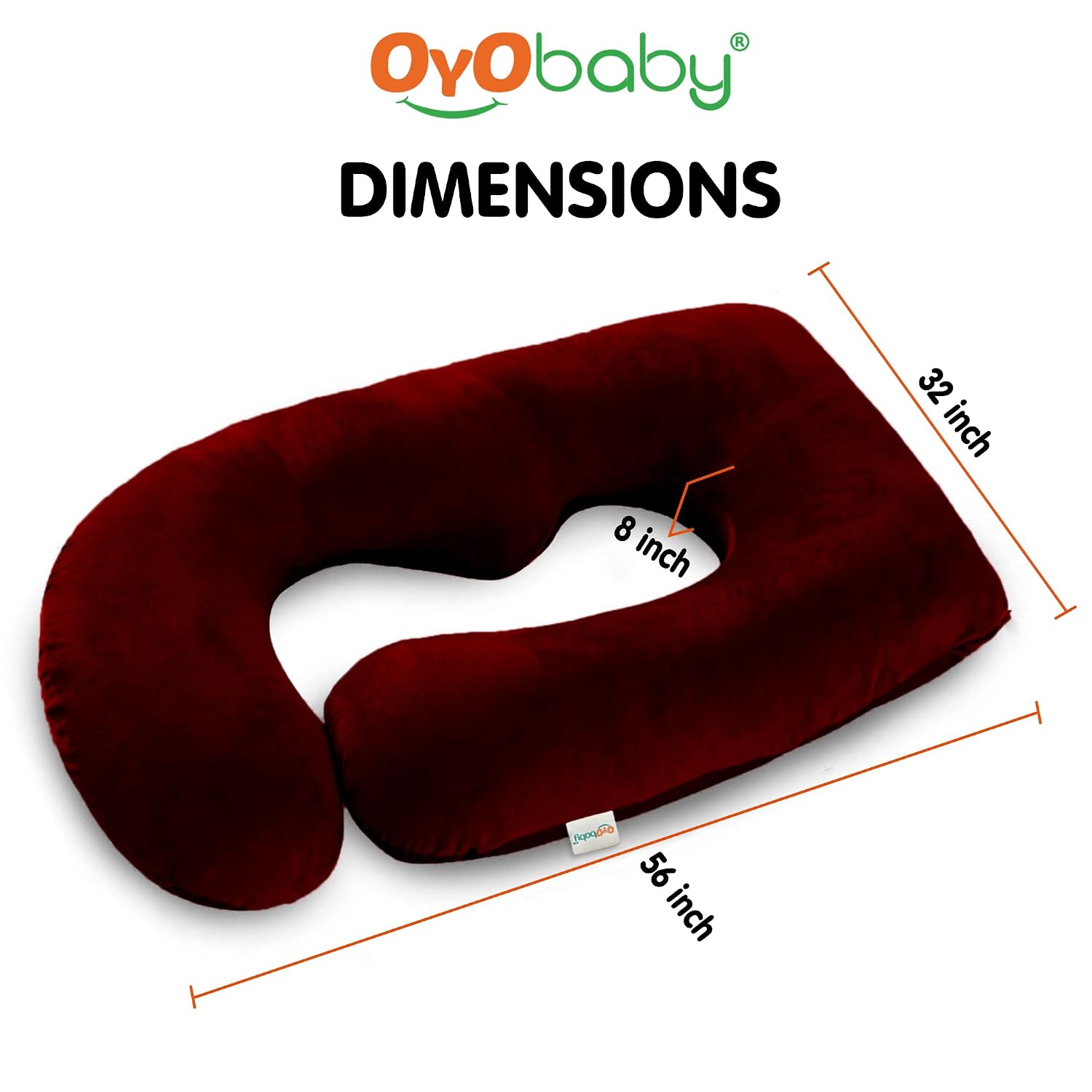 J-Shape Pillow, Maternity Pillows For Pregnancy Sleeping, 360 Degree Full Body Support, Maroon | Maternity Pillow For Pregnant Women, Velvet Cover, Multipurpose Pillow, Washable