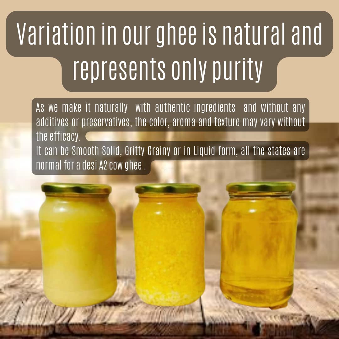 Organic Natural A2 Bilona Cow Desi Ghee By Puro Miles | Natural & Healthy Gir Cow Cultured Desi Ghee Perfect For Diet | (500ml) 16.9 Ounce | Jar Pack