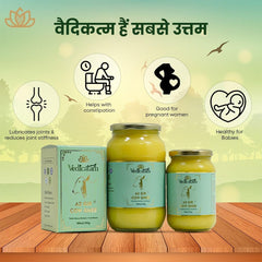 Natural A2 Gir Cow Desi Ghee By Vedicatam | Traditional Bilona Method Curd- Churned Healthy Pure Desi Ghee For Nourishes Brain & Overall Body | (500ml) 16.9 Ounce | Jar Pack