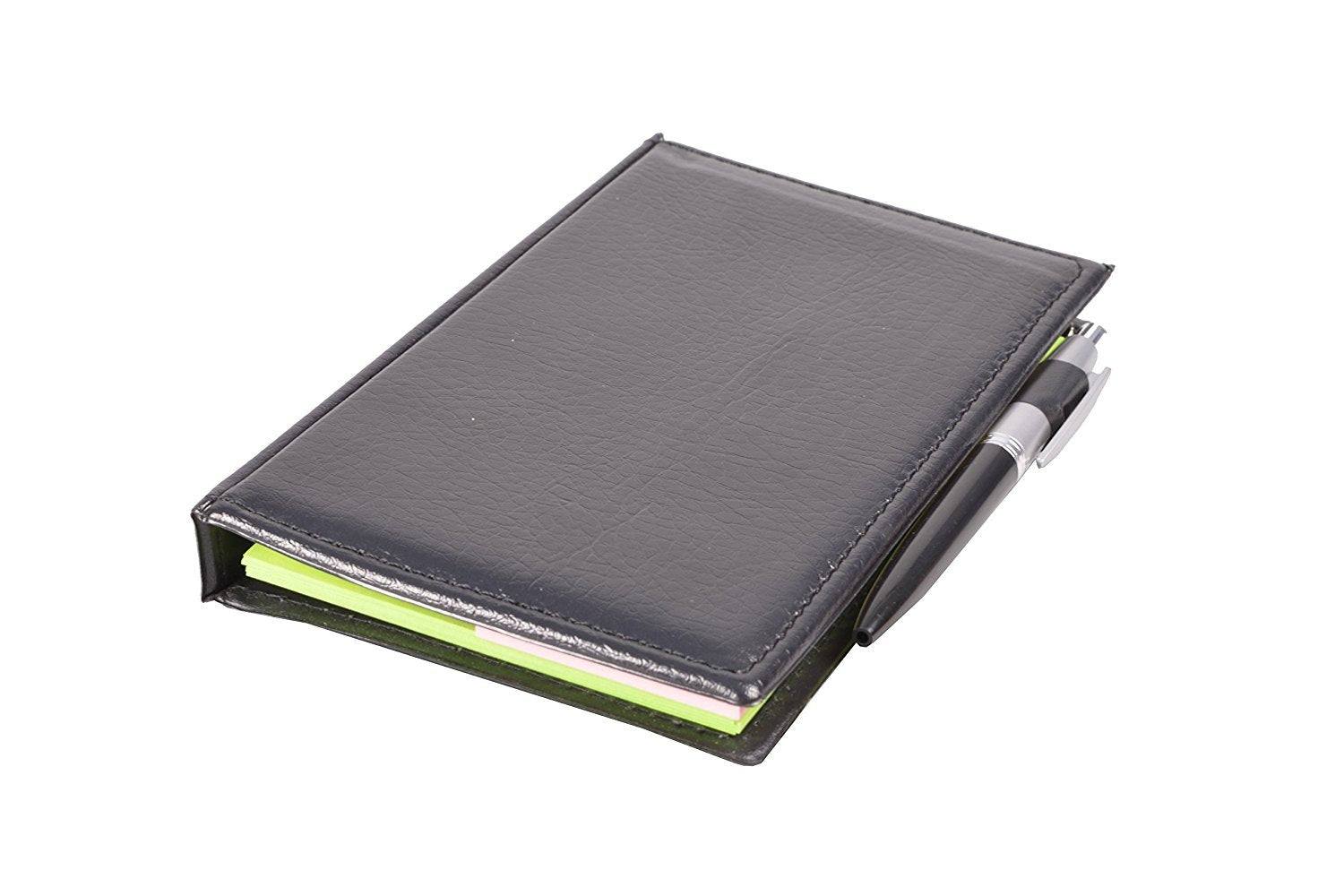 Sticky Notes, Clip Holder & Pen | Desk & Office Organizer Notebook (Neon)