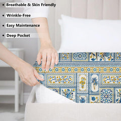 Cotton Elastic Fitted Bedsheets With 2 King Size Pillow Covers - 72 X 78 Inches, Multicolor | Double Bed Wrinkle Free With All Around Elastic 220 TC Super Soft