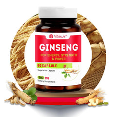 Vitawin Ginseng Capsules 500mg Ultimate Health & Nutrition Supplements For Rejuvanation, Strength, Stamina & Energy | 60 Capsules 100gm 0.2lbs