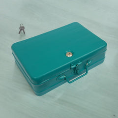Aluminium Cash Box With Lock For Jewellery Storage And Organizing Ideal For Wardrobe, Desktop - Locker Safe Peti Metal Container 12" (12" L X 8.5" W X 4" H), Colour - Green