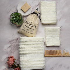 Mush Bamboo Luxurious 4 Bath + 4 Hand & 4 Face Towel 3600 Gsm | Ultra Soft, Absorbent & Antimicrobial Towel (Cream, Pink, Golden, & Olive) -12 Piece