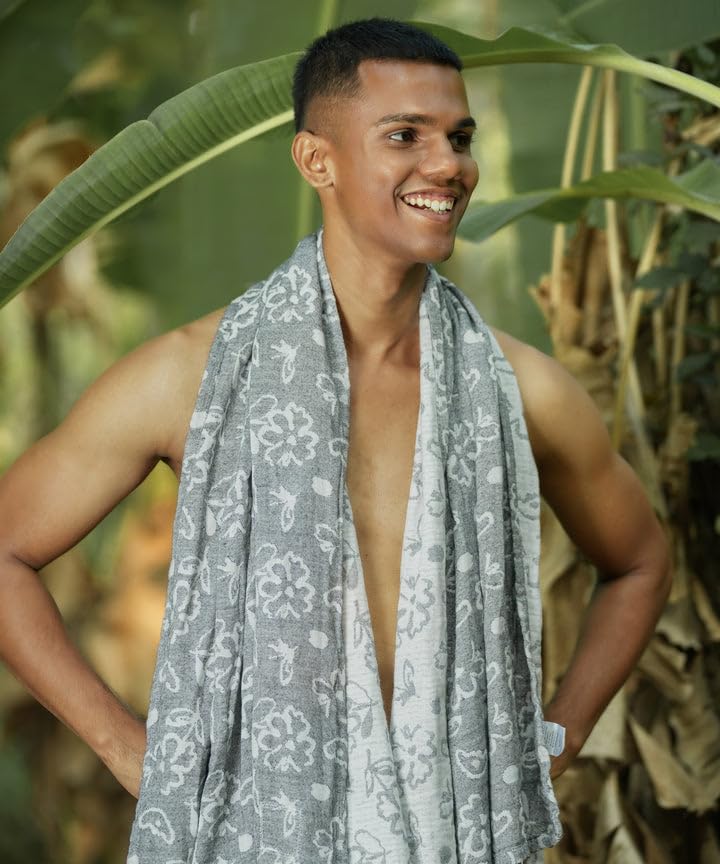 Doctor Towels World'S First Banana Jacquard Floral Bath Towel, Super Soft & High Absorbency Towels For Sensitive Skin, Quick Dry Towels For Bath Large Size (Charcoal)