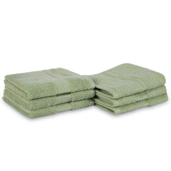 Divine Overseas Cotton Yarn Soft Extra Absorbent & Durable Gsm 1200 Face Towel Set (Sage Green) - Pack Of 6