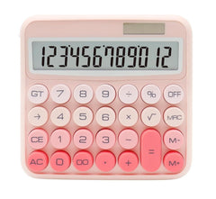 Fycan Calculator Student Cute Calculators Portable Easy Carry Cute Creative School Office Supplies 12 Digit Solar Battery Dual Power With LCD Large Display Calculator Desktop Calculator_1 (Pink)