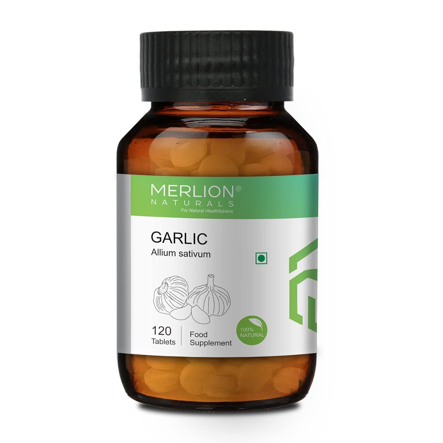 Merlion Naturals Garlic Tablets Allium Sativum, All Natural, Pure Herbs 500mg, Improving The Metabolism Of The Body | 120 Tablets 150gm 0.3lbs