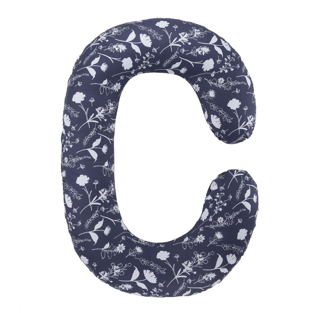 Pregnancy Pillow, C Shaped Pillow, Maternity Pillow For Sleeping - Dark Blue | 100% Cotton Pillow For Pregnant Mothers | With Breathable & No Heat Fabric | Full-Body Support For Better Sleep