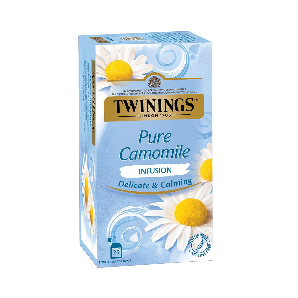 Twinings Pure Chamomile Infusion Delicate & Calming Tea - 25 Envelope Tea Bags | Promotes Good Sleep, Stress Relief, Relax - Light & Gentle Taste, Caffeine Free