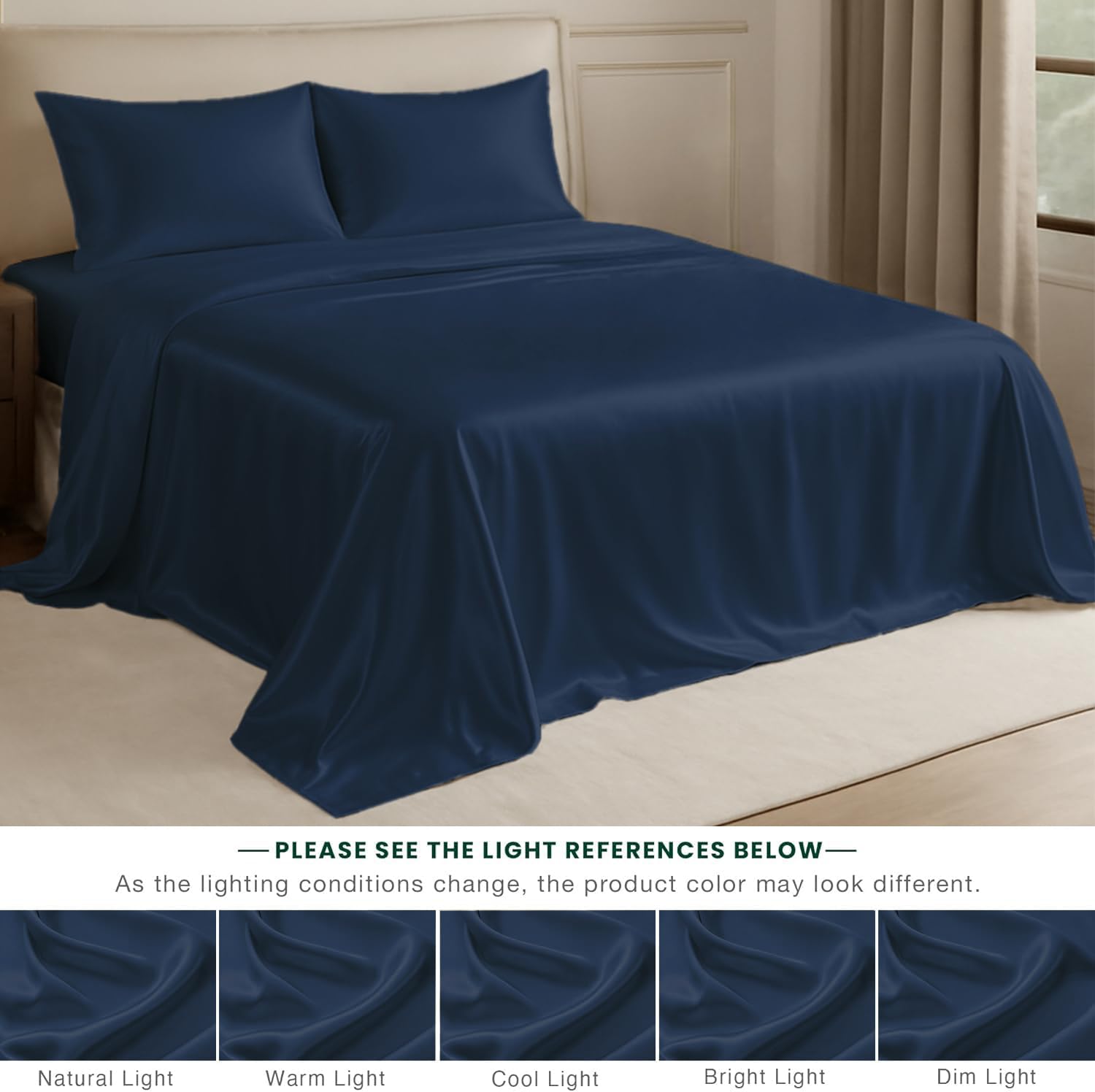 1 Double Bedsheet For King Size With 2 Pillow Covers - 108 X 108 Inches, Navy Blue | Perfect For Romantic Night, Excellent Gift For All Celebrations Bedsheet