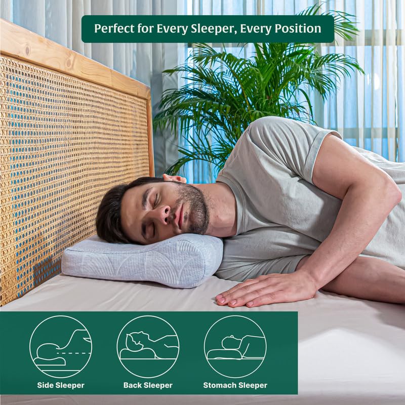 Cervical Contour Memory Foam Orthopedic Bed Pillow For Sleeping, Pain Relief | Washable Zippered Pillow Cover, Adjustable Pillow | Well Suited For All Sleeping Styles, Best Pillow