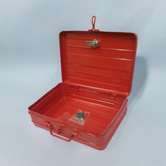 Aluminium Cash Box With Lock For Jewellery Storage And Organizing Ideal For Wardrobe, Desktop - Locker Safe Peti Metal Container 12" (12" L X 8.5" W X 4" H), Colour - Red