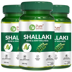 Pure Nutrition Shallaki Boswellia Serrata 250mg, Bone & Joint Health, Stiffness, Arthritis, Reduces Pain & Inflammation, Helps Improve Mobility | 60 Tablets 100gm 0.2lbs Each Pack Of 3