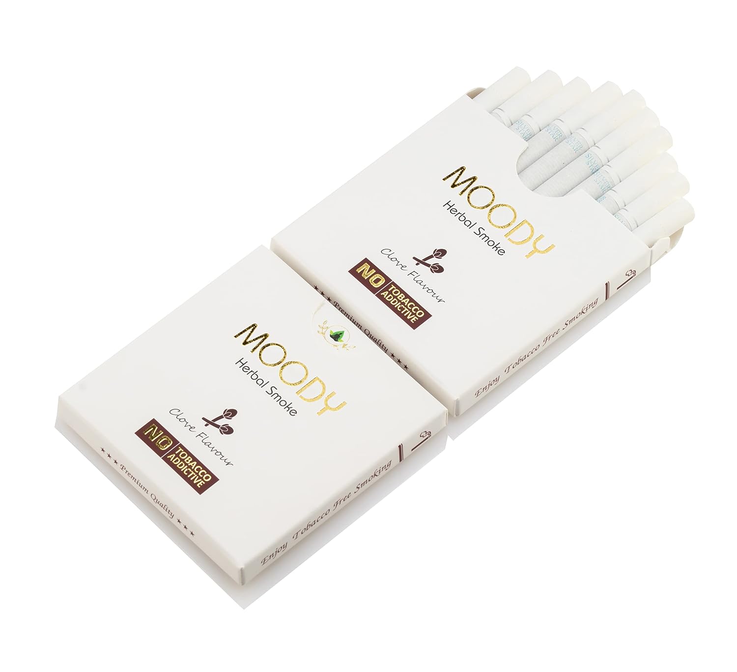 Aarogyam Herbals Moody Cigarette 100% Tobacco & Nicotine Free Smoke For Relieve Stress & Mood Enhance Of Smokers - 10 Sticks In Each Packet Clove Flavour 1 Packet
