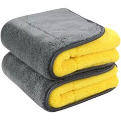 Detachi Dual Sided Microfiber Cloth 450 Gsm | Thick Lint & Streak-Free Multipurpose Cloths | Absorbent Extra Thick Plush Towel For Cleaning, Washing & Drying - Dual (2 Pcs)